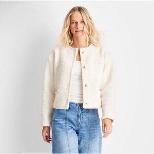 💜Future Collective Cream Women’s Teddy Chain Jacket Size:Small